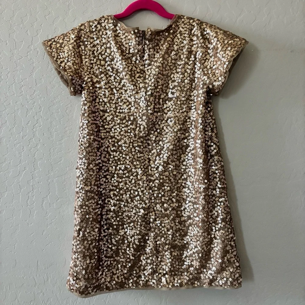 GAP Girls Gold Sequin Short Sleeve Party Dress